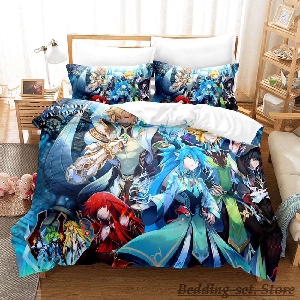 Coolt Spel Elsword Sängkläder Set Enkel Tvåbädds Full Queen King Size Sängset Vuxen Barn Sovrum Påslakan Set Anime Parure De Lit Säng