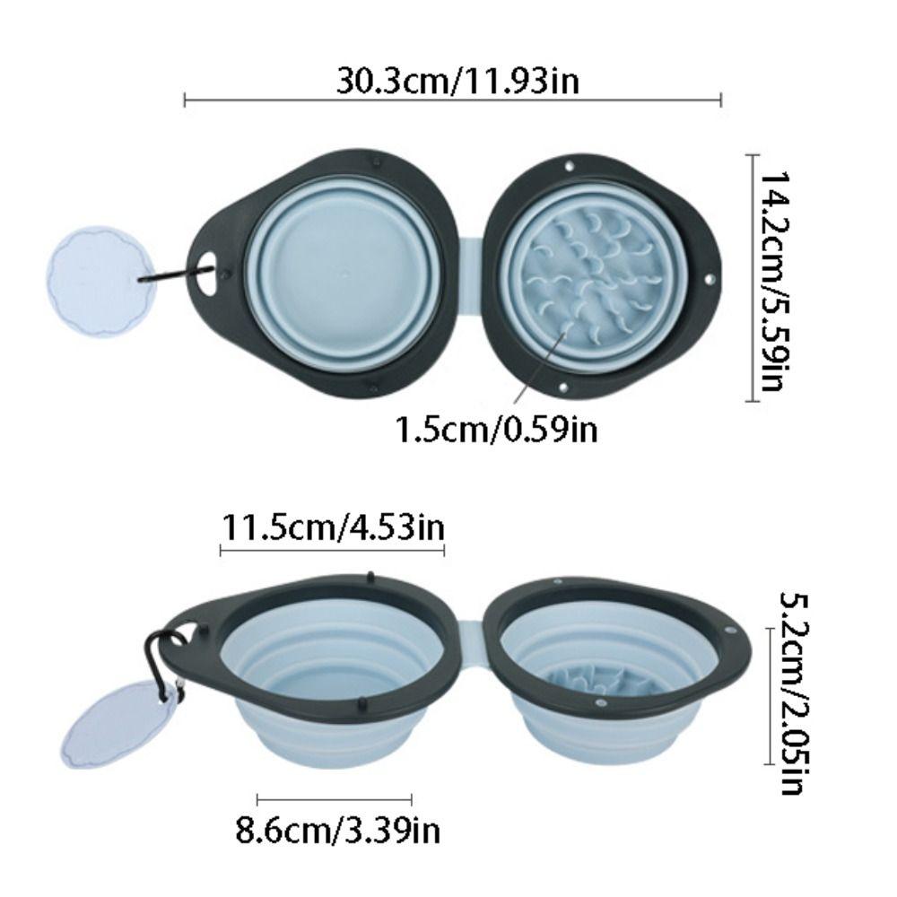 Double Bowl Collapsible Dog Dish Portable Puppy Food Container Pet Food Water Feeding Tray  Outdoor