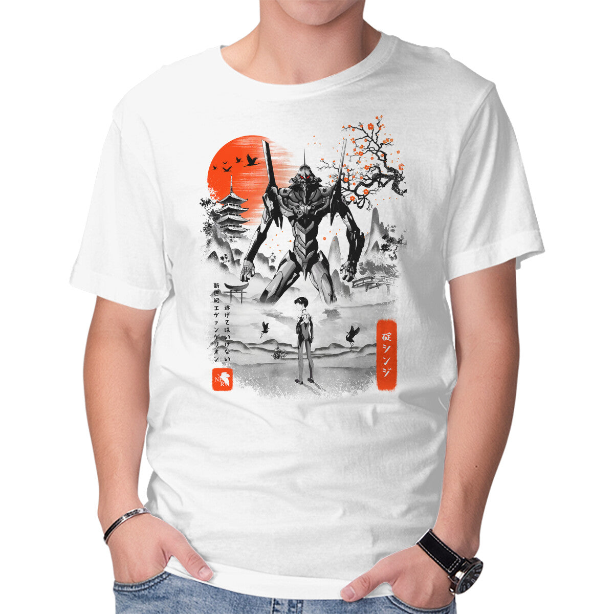 Unisex Crew Neck T-Shirt Shinji Ikari Eva 01 Ink Graphic Short Sleeve Casual Tee XXL