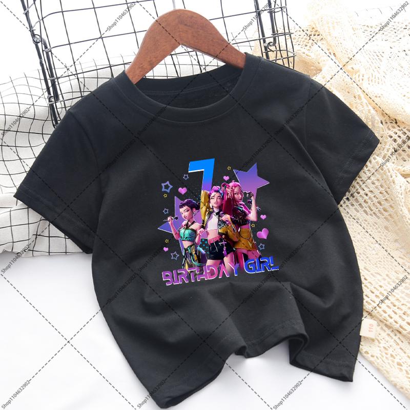 Kpop Demon Hunters Children T-shirts Birthday Party Tee Cotton Short Sleeves Anime Graphic Print T-shirt Boys Girls Fashion Tops