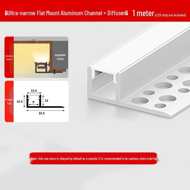 Single-Sided Upward-Emitting Recessed Linear Light - Double Eyelid Aluminum Channel