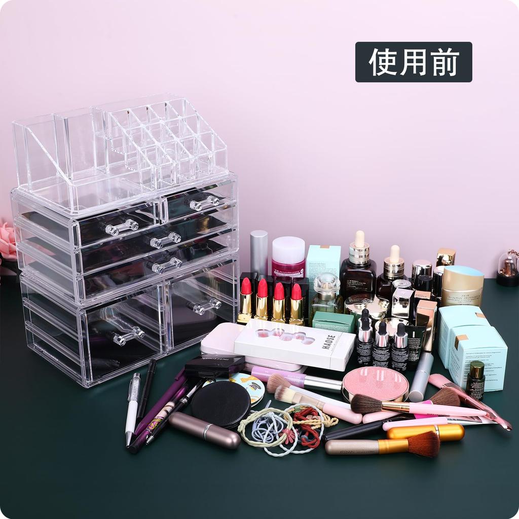 MOSIKER Acrylic Cosmetic Storage Large Capacity Lip Nail Makeup Makeup Small Item Jewelry Case Box, Drawer, Case, Polish, Brushes, Tools, Lotion,
