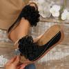 New Women Wedges Slippers Fashion Flower Slippers Women 2025 Summer Beach Platform Sandals Outdoor High Heels Shoes Slides Women