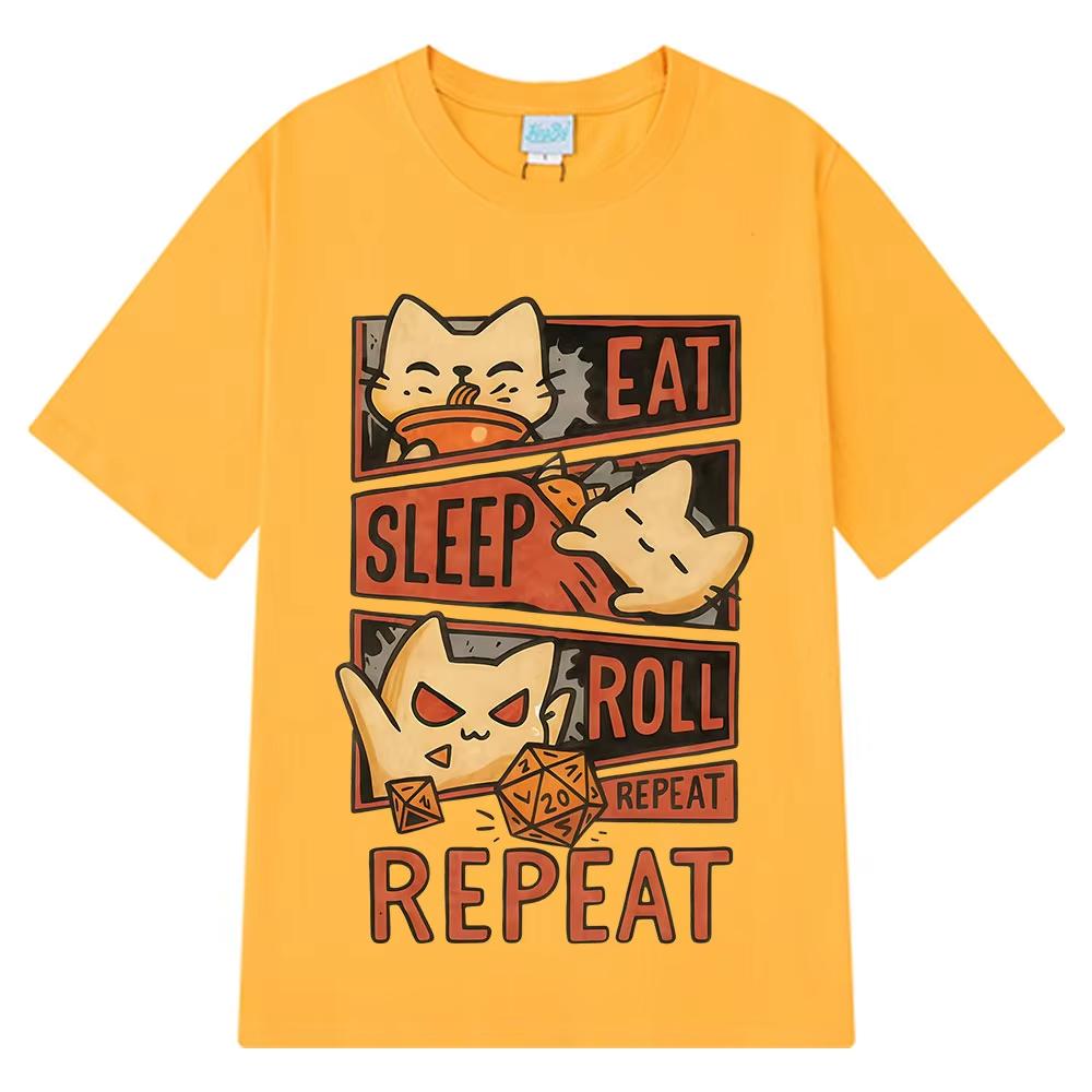Whimsical Cat Dungeons & Dragons Funny Meme Graphic Print Women And Men Short‑Sleeve T-shirt