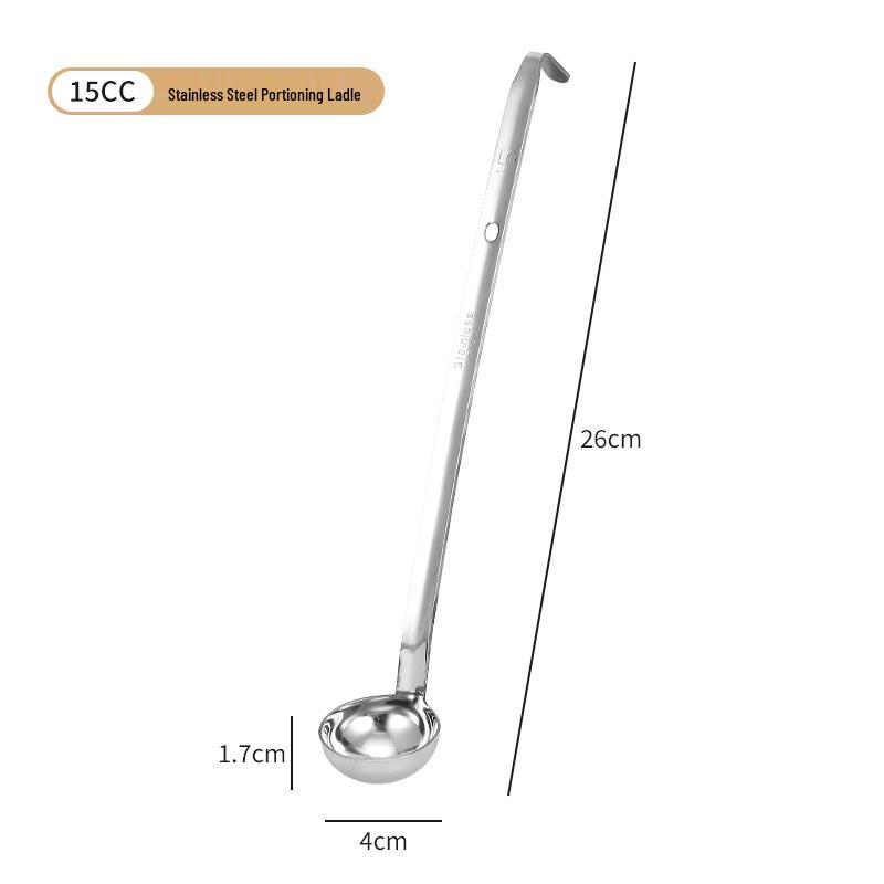 Stainless Steel Deepened Quantitative Spoon - Long Handle, Ounce Measure, Multiple Sizes, Ideal for Soups and Juices.