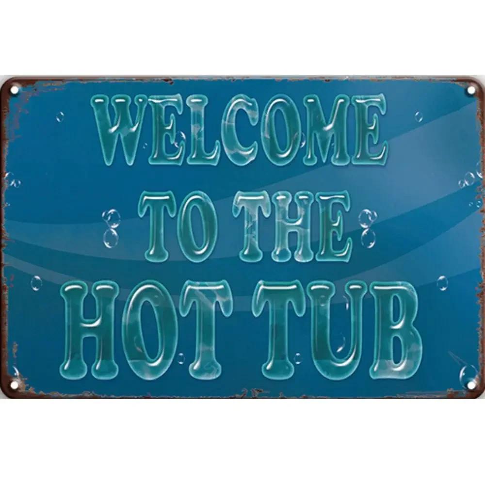 Metal Sign Hot Tub Rules Tin Sign Vintage Bar Home Bathroom Pool and Patio Decor Wall Decoration Tin Sign 12x8 Inches