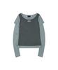 Ledeoli Two-Tone Sleeveless Layered Long Sleeve [Charcoal]