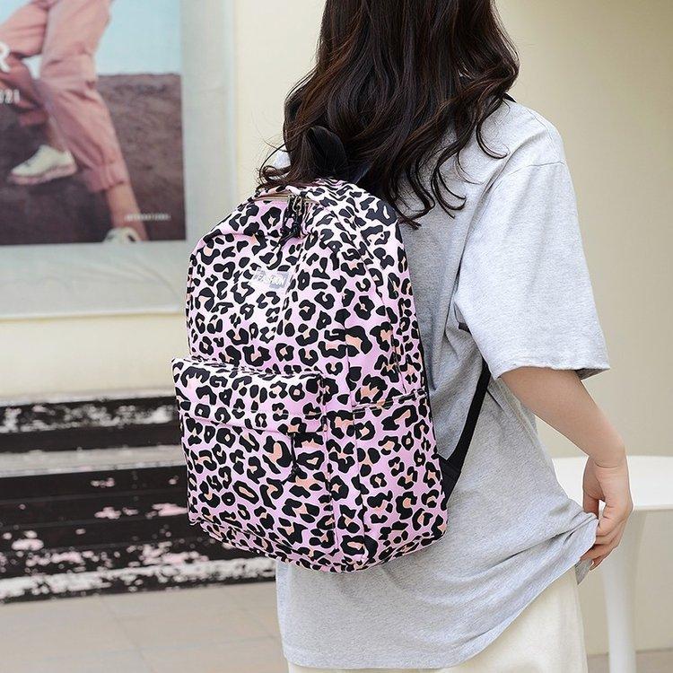 High School Student Schoolbag Leopard Print Backpack New Backpack Female Cow Print Cute Schoolbag