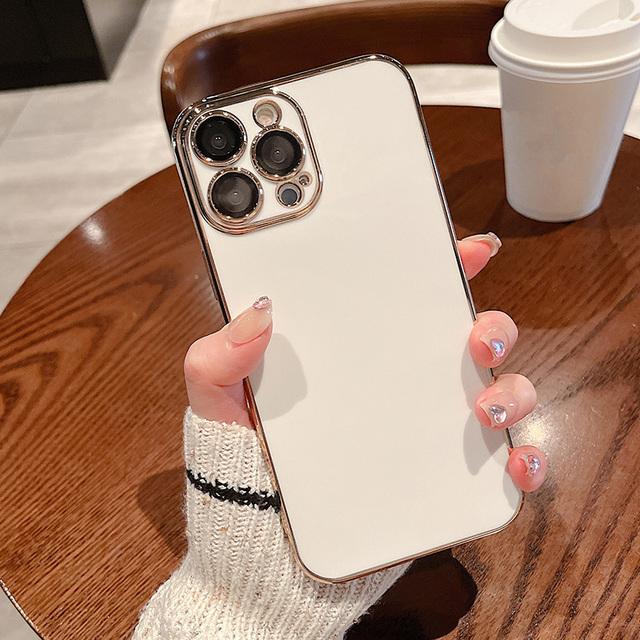 Luxury Electroplated Color Phone Case For Iphone 11 12 13 Pro Max Xs Xr Max 7 8 Plus Soft Lens Protection Silicone Back Cover