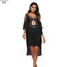 DX~~Women's New Sexy Bikini Cover Up Handhook Spliced Hollow Off Shoulder Dress