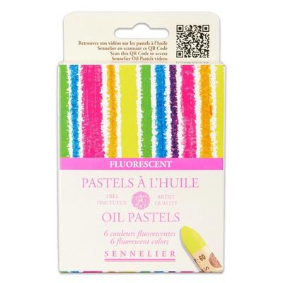 Oil Pastels - Sennelier - Fluorescent Colors - 6 Pastels - Fine Arts