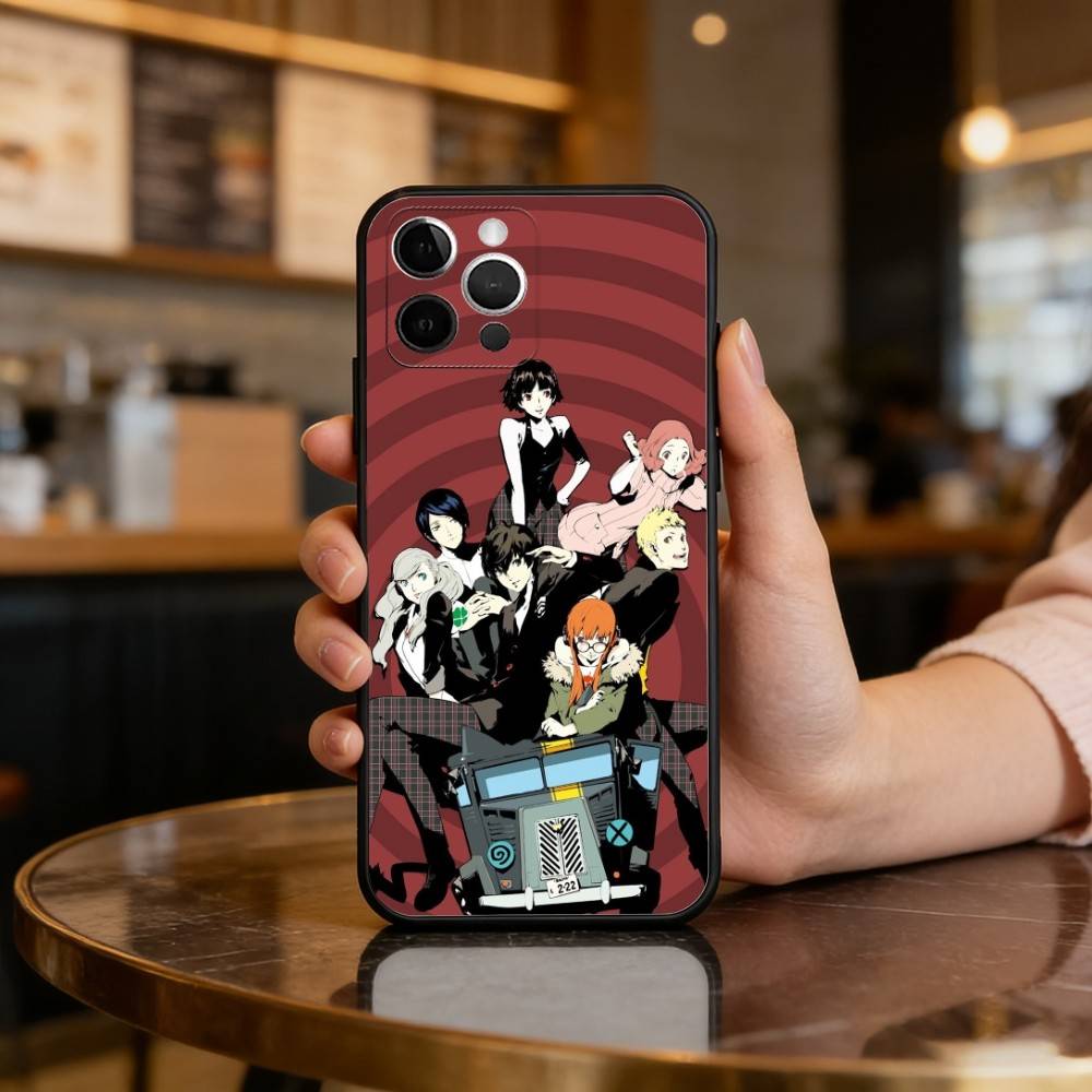 COOL Anime P-Persona 5 Phone Case For iPhone 17,16,15,14,13,12,11 Plus,Pro Max,Soft Silicone Black Cover