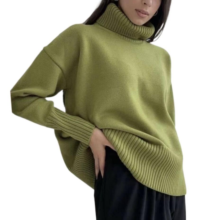 Soft and Comfortable High Collar Solid Color Pullover Shirt, Not Easy To Pilling, Trendy Solid Color