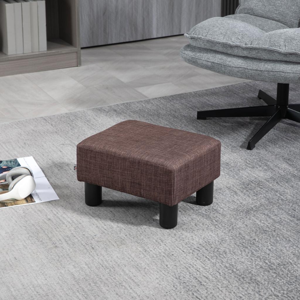 Hocker mit Stoffbezug in Leinenoptik, bis 110 kg, Braun, 40 x 30 x 24 cm