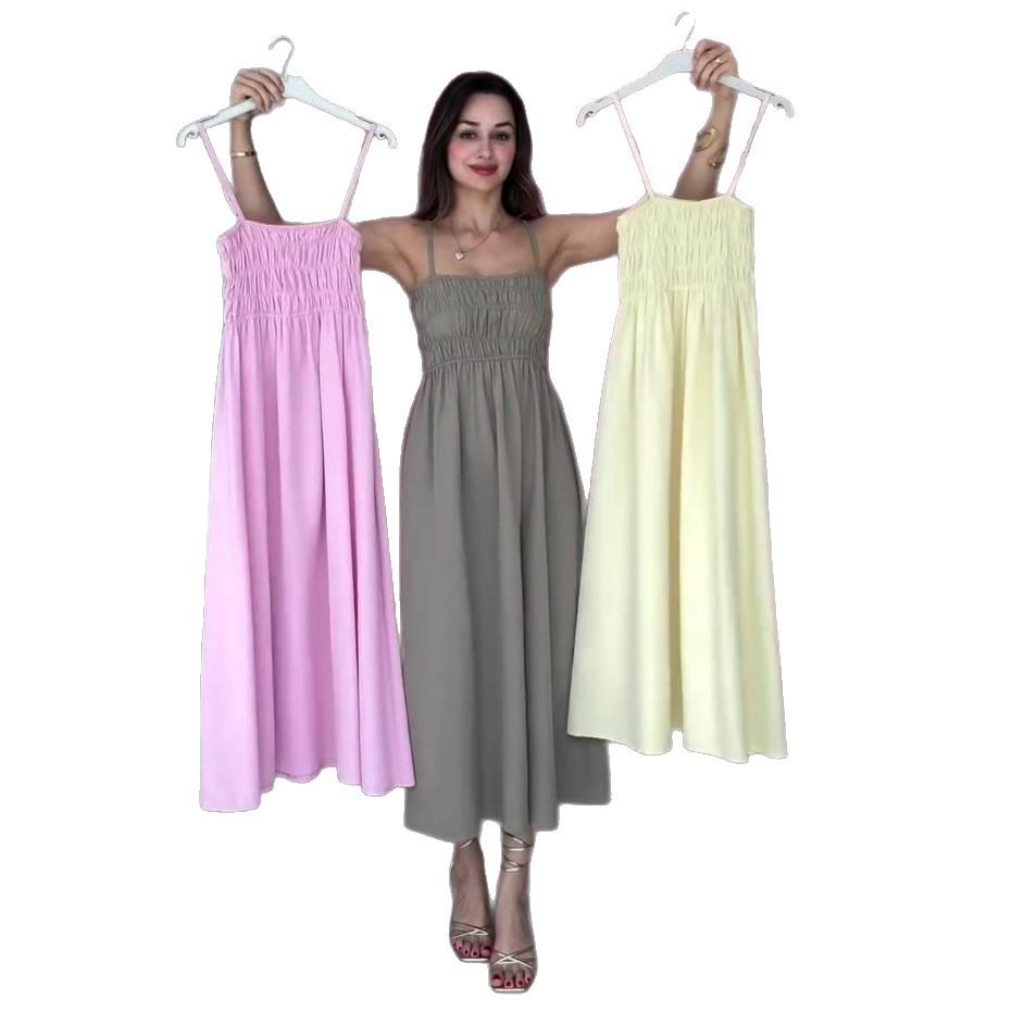2025 Summer Women's Fashion: High Waist Loose Casual Sling Dress