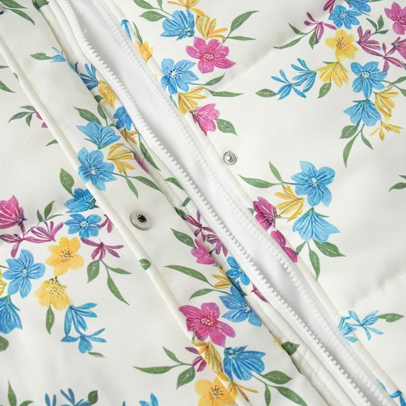 Colorful Printed Cotton Jacket for Women, Autumn and Winter Stand Collar Zipper Cotton Jacket, Warm Cotton Jacket for Women