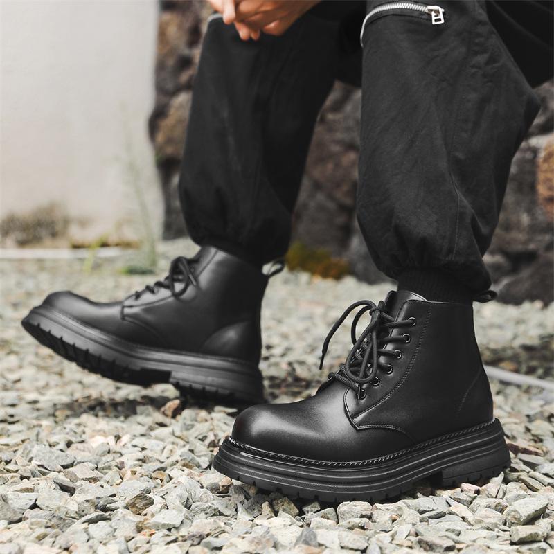 Pánské boty Martin Britský styl Nové boty pro dojíždění s vysokým svrškem Kožené boty na platformě Pracovní boty 22711-J