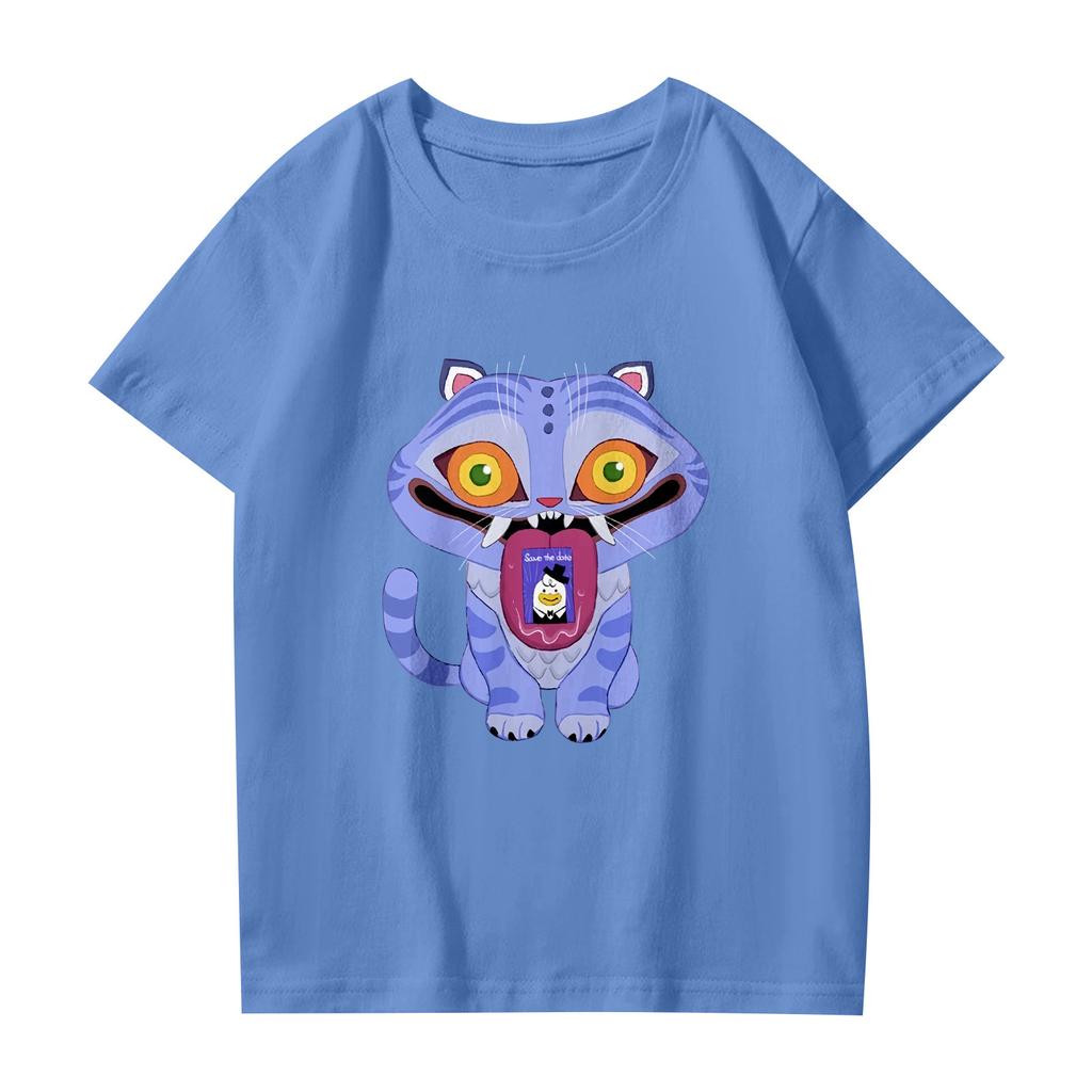 Fashionable Round Neck Short Sleeve Work Clothes Printed Tops For Womens Summer Tops