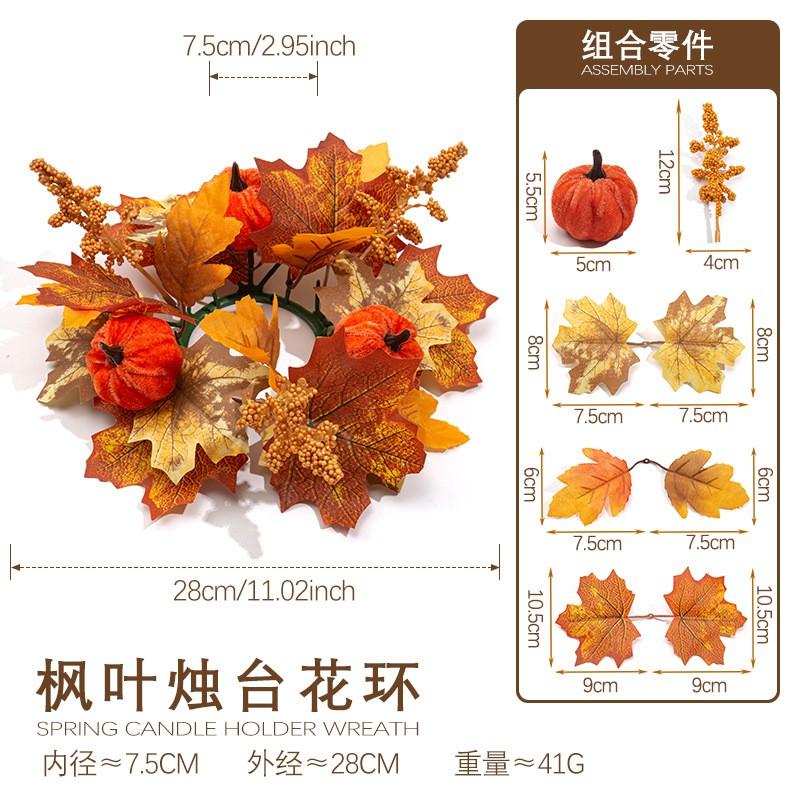 Künstlicher Ahornblatt Kürbis Kranz Thanksgiving Herbst Dekoration Tür Hänger Mit Kerzenhalter
