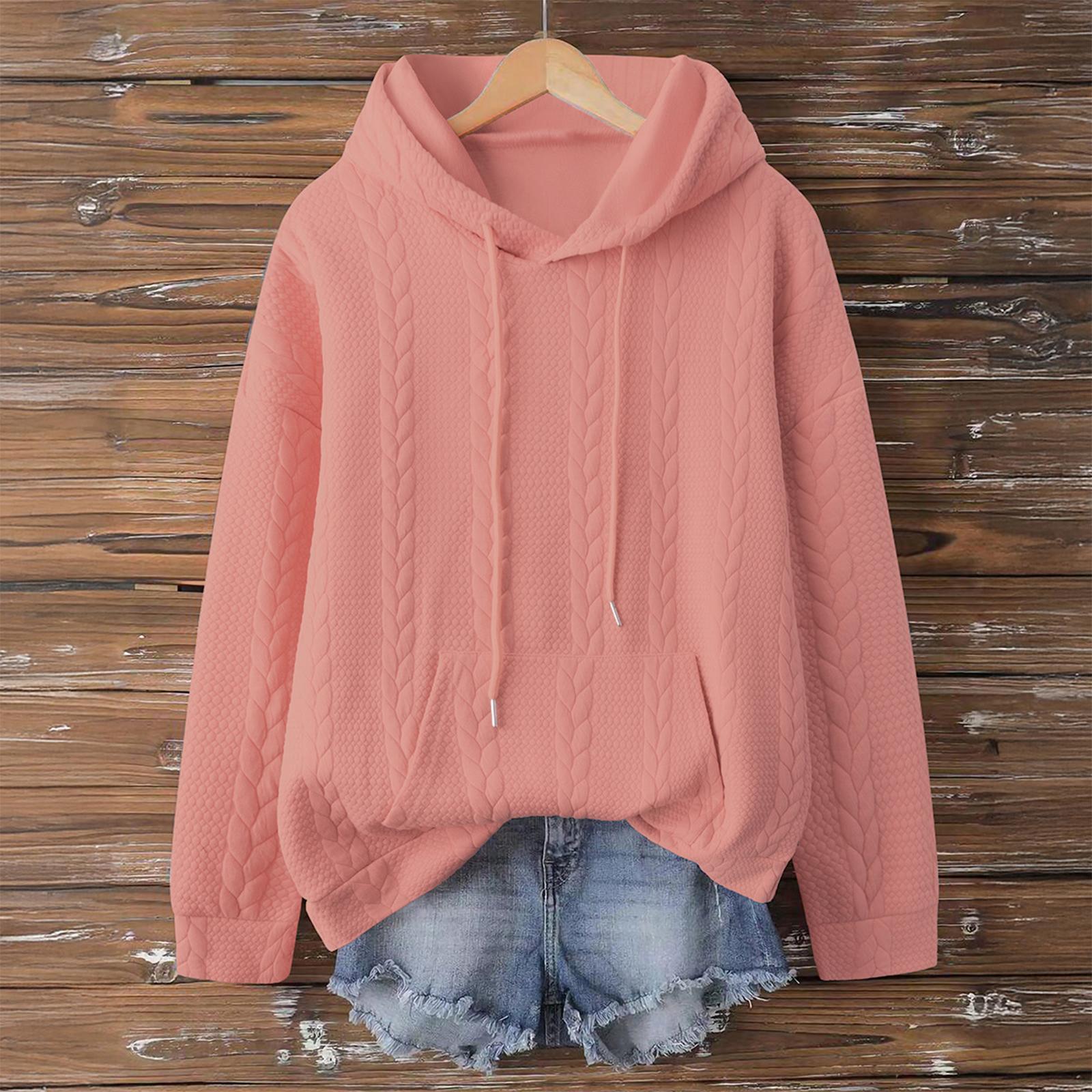 

Женская модная однотонная толстовка с капюшоном и длинными рукавами в спортивном повседневном стиле XL розовый