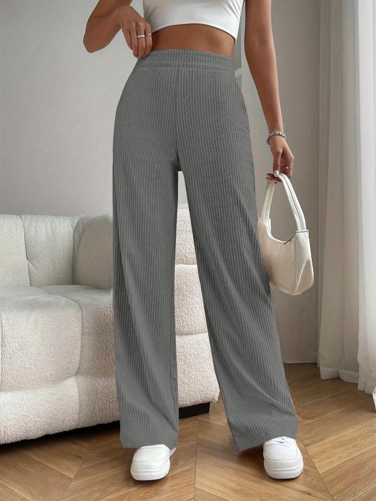 Women's Long Trousers Spring Autumn High-Waisted Wide-Leg Trousers Flowing Versatile Casual Straight-Leg Trousers
