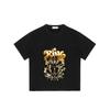 Black T Shirt with King Lion and Gold Crown Print for Casual Wear