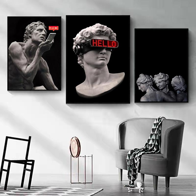 Classic Masterpiece David Statue Canvas Painting Character Posters and Prints Wall Art Pictures for Living Room Home Decoration