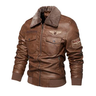 Herrenlederjacke Herren Winter neuer Stil Revers abnehmbarer Pelzkragen lässige Lederjacke plus Samt