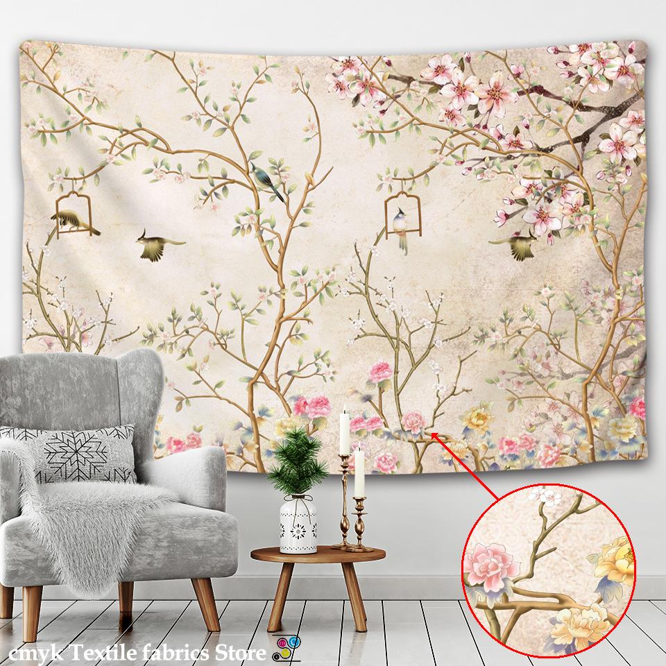 Tapiserie cu flori fluture, covoraș hippie în stil nordic simplu, cuvertură de pat boemă, tapiserie pentru decor