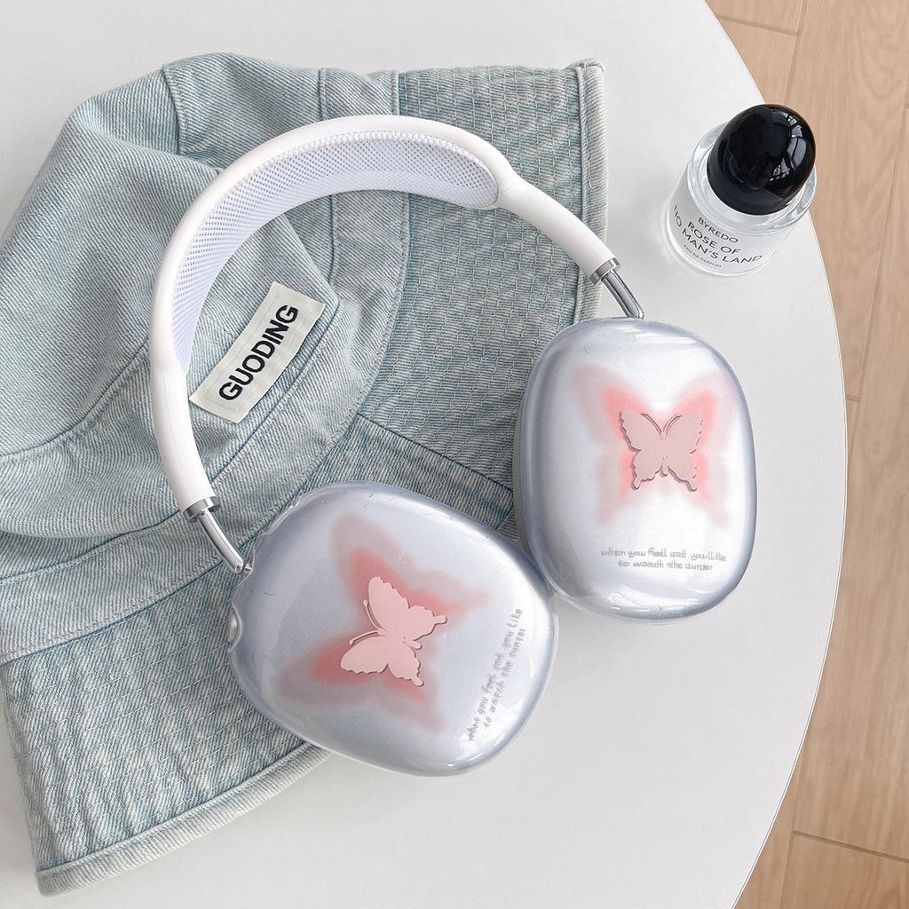For Apple AirPods Max Case - Gradual Change Pink Butterfly Headphone Case
