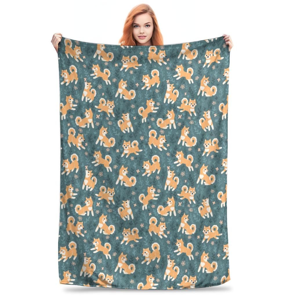Minimalist Shiba Inu Design Lovely Cute Dogs Blanket Portable Flannel Sofa Throw Blanket for Home Bedroom Throws Bedspread Quilt