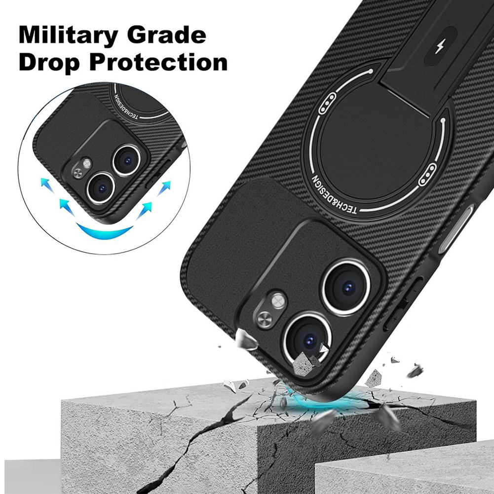 Carbon Fiber Invisible Stand Holder Built-in Magnetic Ring Case for OPPO A5X A5 Pro A5 5G A3X A3 A40m A40 A60 Protect Cover