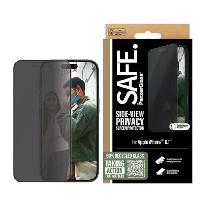 Displayschutz - PANZER GLASS - iPhone 16 - Oleophobisch - Blickschutzfilter - Schwarz Transparent