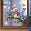 Winter Snowflakes Candy Decor Cute Christmas Owl Window Sticker, Snowy Branch Glass Decal, Waterproof Self Adhesive Seasonal Wall Art Xmas for Holiday