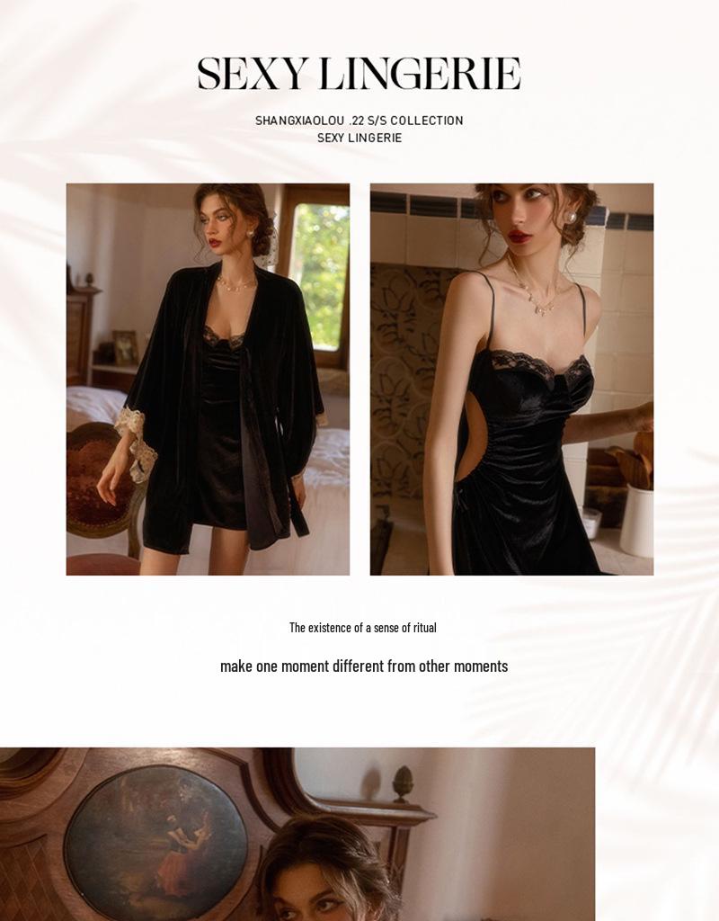 Velvet Camisole Nightdress & Robe Set for Women - Autumn/Winter 2022 Collection