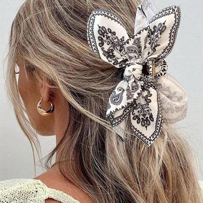 Bohemian Style Bow Hair Claw Cashew Paisley Shark Clip Large Size Hair Clips Boho Vacation Headwear Women Hair Accessories