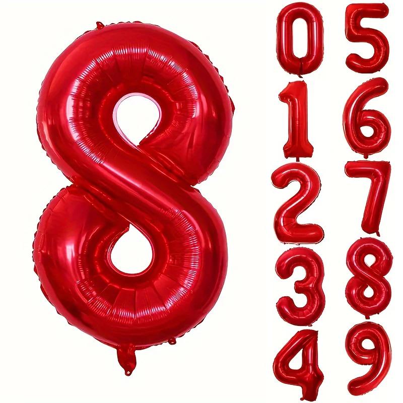 40INCH Red Number Foil Balloons for Birthday Anniversary Party Decor, Large Family Celebration Photo Backdrop Decoration Set