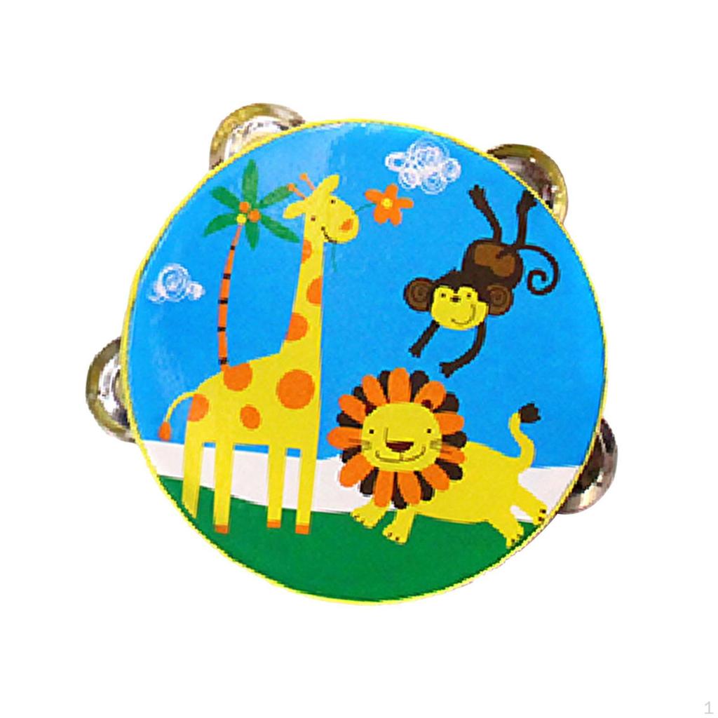 Wood Handheld Tambourines Double Rows Tambourine Drum Bell for Game Toys