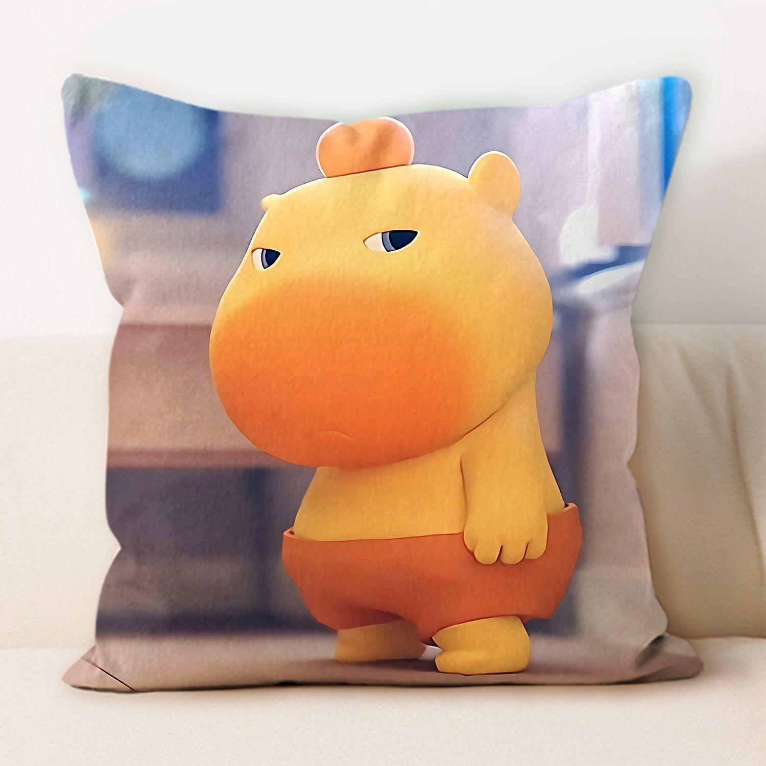 

Capybara Lulu Cartoon Pillow Cover Zippered Machine Washable Dorm Bedroom Cute Cushion Cover 45cmx45cm