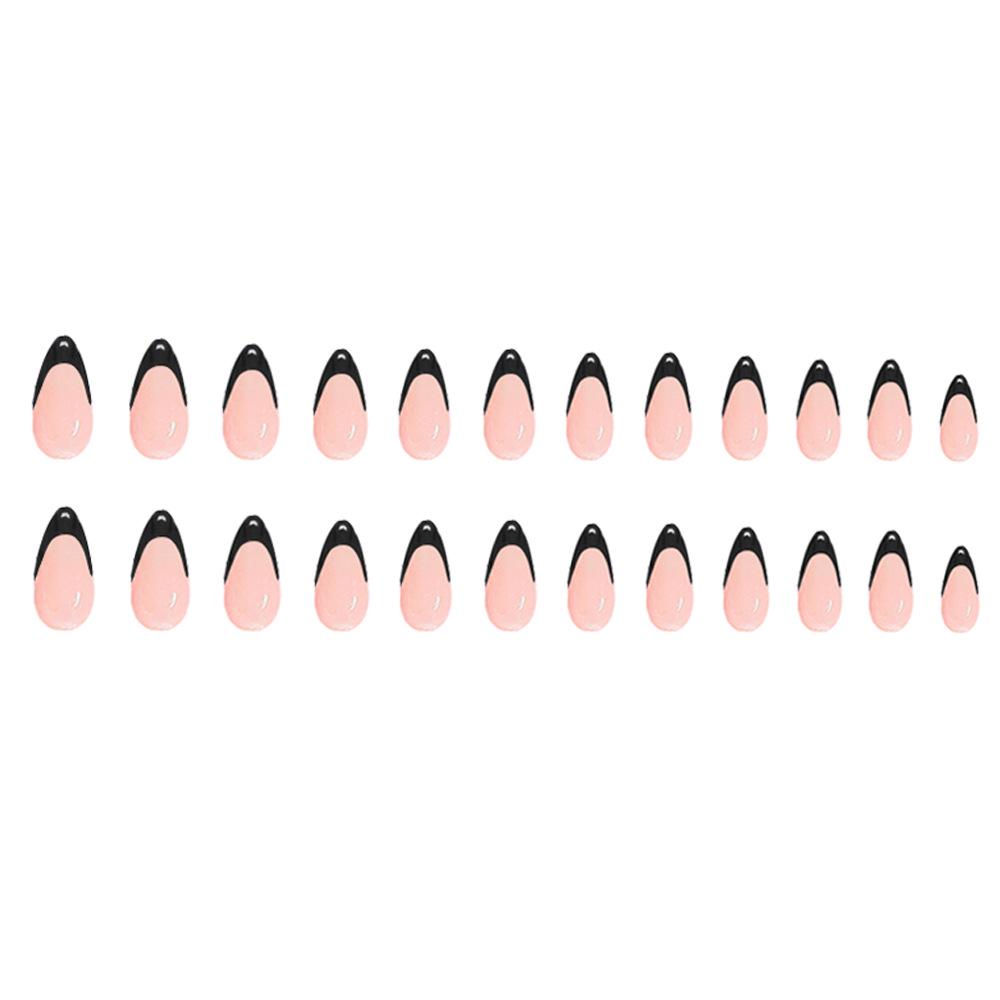 24-Piece Set Almond-Shaped Nude French Press-On Nails - Waterproof, Removable, Skin Tone Enhancing