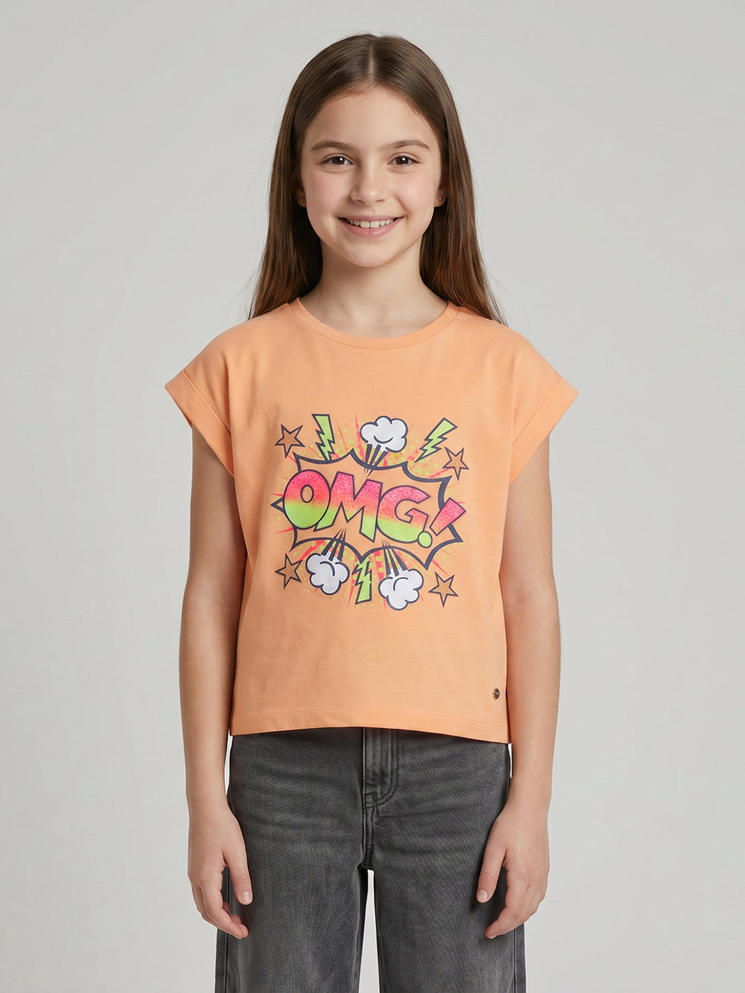 Monte Carlo Girl Regular Fit Peach Top 4-5 Years