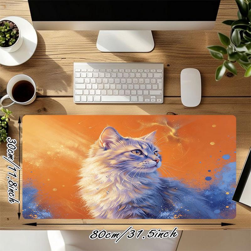Cosmic Cat Xl Gaming Mouse Pad Nonslip Rubber Base Stitched Edge Waterproof Desk Mat For Pc Laptop Gamer Office Computer Accessories C92719