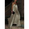 Women's Strapless Pleated Maxi Dress, Sexy Evening Party Gown for European & American, Formal Cocktail Dress