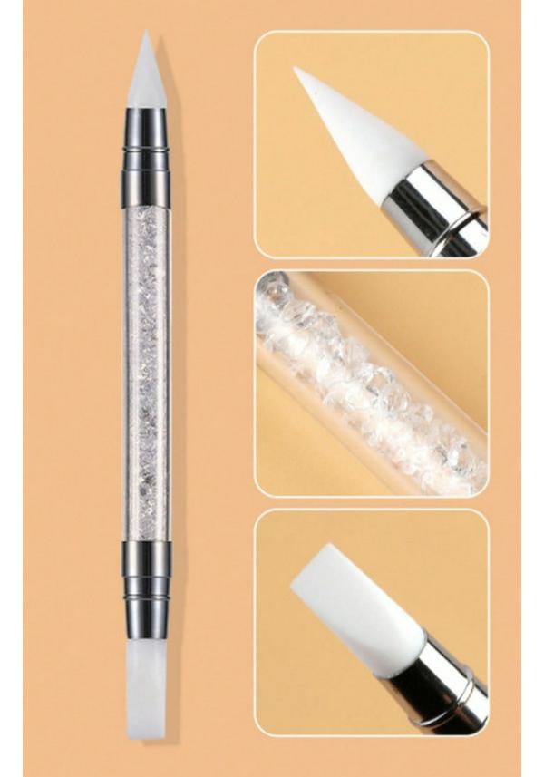 Double-Ended Silicone Nail Art Pen for Dotting, Shaping, and Rhinestone Application
