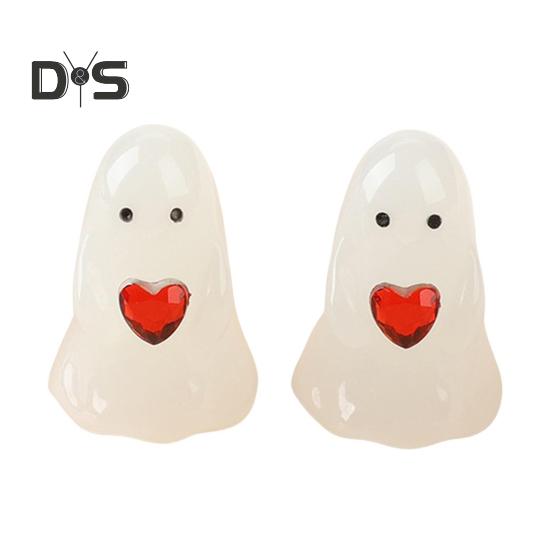 

1/2 шт. Фигурка привидения в виде сердца, светящаяся в темноте, маленькое украшение для привидения на Хэллоуин, миниатюрная белая статуэтка привидения, украшение для сада, настольное украшение 2pcs