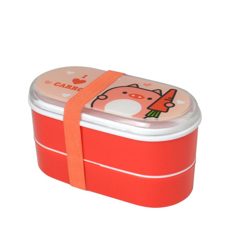 High Quality Cartoon Healthy Plastic Bento Box,Portable 600ml Lunch Bento Boxes Food Container Dinnerware Lunchbox Cutlery