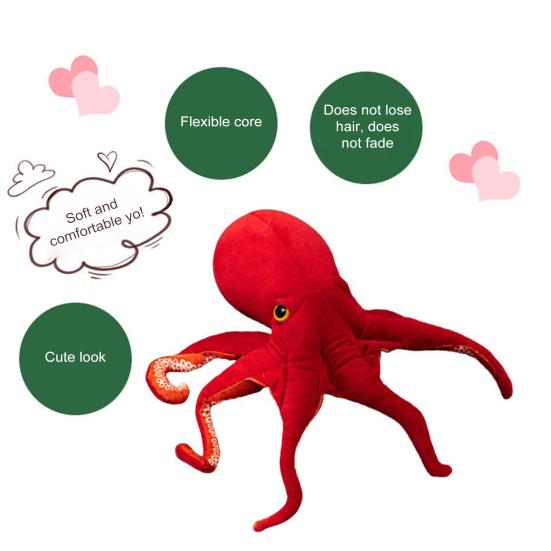 Octopus Plush Toy Realistic Red Giant Stuffed Animal Soft Octopus Creeping Toy Deep