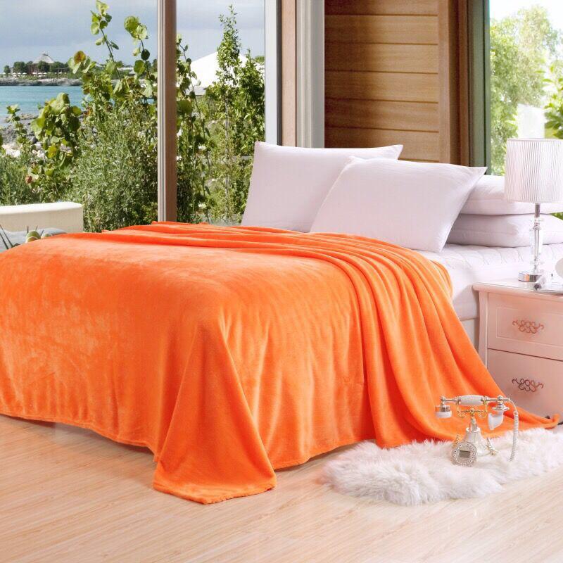 Double-Sided Coral Fleece Flannel Blanket - Thick, Solid Color, Customizable Office Nap Blanket