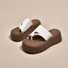 2025 summer new French niche thick-soled outer slippers women's casual with skirt beach cover toe flat women's shoes