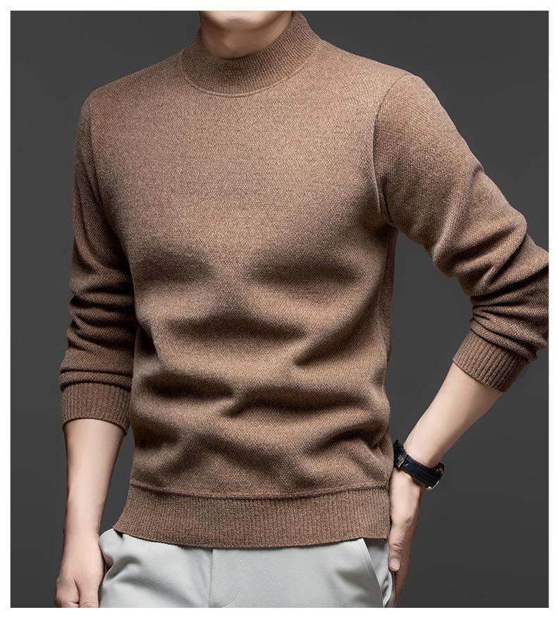 Men's Mink Fur Collar Sweater: Thick, Warm, Knitted Base Shirt for Autumn and Winter
